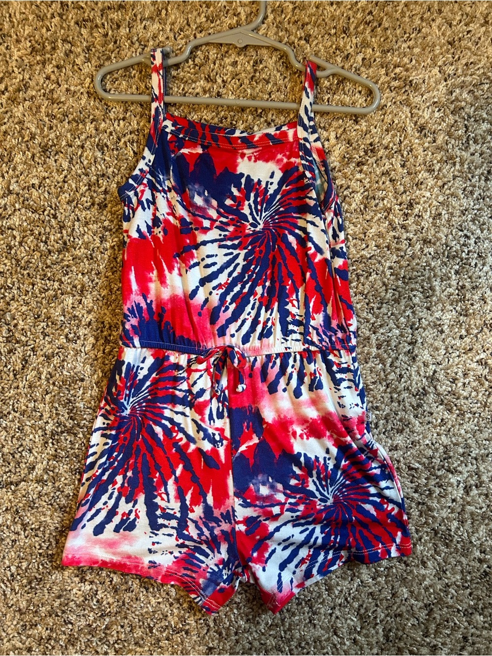 Duray Baby bamboo Red, Blue & White Tie-Dye Romper